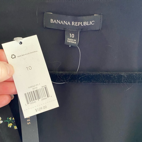 NWT Banana Republic Black Floral Print Ruched Mini Dress Size 10 - Picture 3 of 8